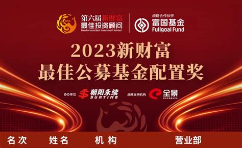 2023新财富最佳投资顾问评选“新财富最佳公募基金配置奖”揭晓，晋级率仅为0 53