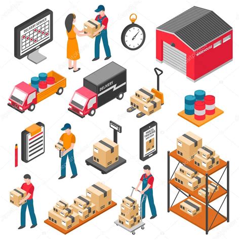 Logistics Isometric Icons Logistics And Delivery Isometric Icons Set