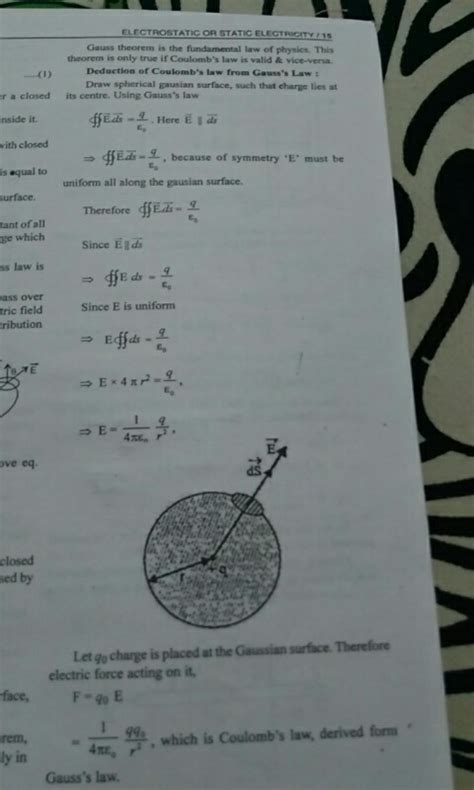 Prove Coulomb S Law By Gauss S Law Please Do Not Give Links Physics