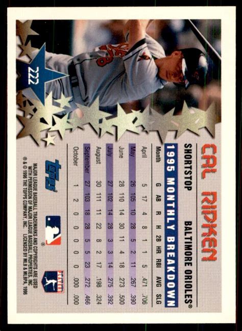 1996 Topps Cal Ripken Jr Baseball Cards 222 EBay