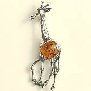 Broche Girafe Broches Bijou Ambre Et Argent