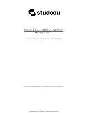 Math 1211 Unit 2 Written Assignment Docx LOMoARcPSD 9971656 Math 1211