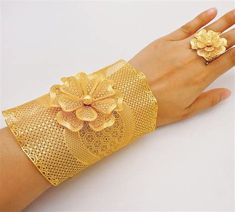 African Design 2gram Gold Plated Bangle And Ring For Women