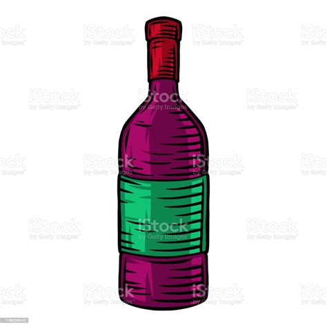 Vintage Retro Wine Bottle Isolated Vector Illustration On A White Background Stock Illustration