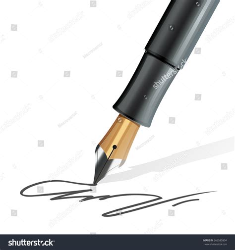 Closeup On Fountain Pen Writing A Signature Royalty Free Stock Vector