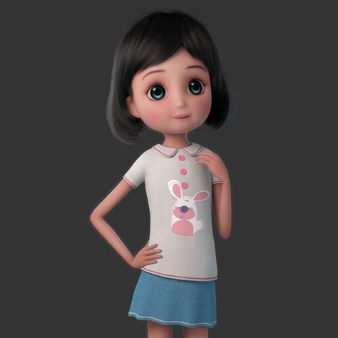 Cartoon Rigged Girl 3d Model Turbosquid 1214334