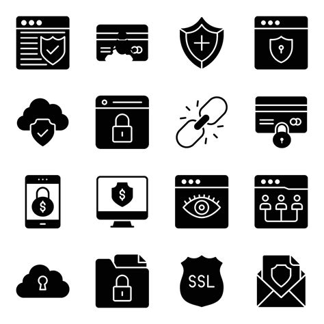 Pack Of Cybersecurity Glyph Icons 36232702 Vector Art At Vecteezy