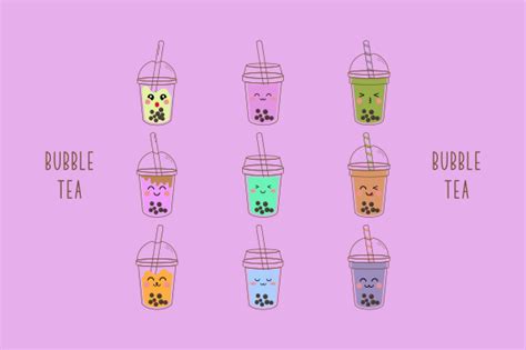 Cute Boba Milk Tea Cartoon Characters Graphic By Deemka Studio