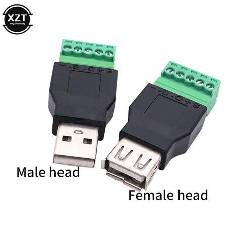 1Pc USB 2 0 Type A Male Female To 5 Pin Screw Connector USB Jack With