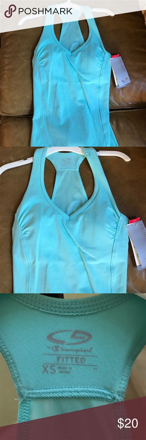 C9 By Champion Racerback Fitted Tank Aqua XS Athletic Tank Tops