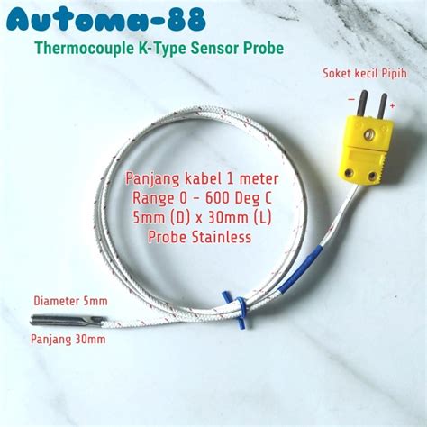 Jual Thermocouple Type K Probe Sensor Temperature 0 400 Derajat C