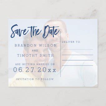 Photo Save The Date Postcards For Gay Wedding Zazzle