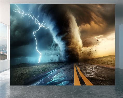 Tornado Total Landscape Wallpaper Peel And Stick Wall Mural Bedroom