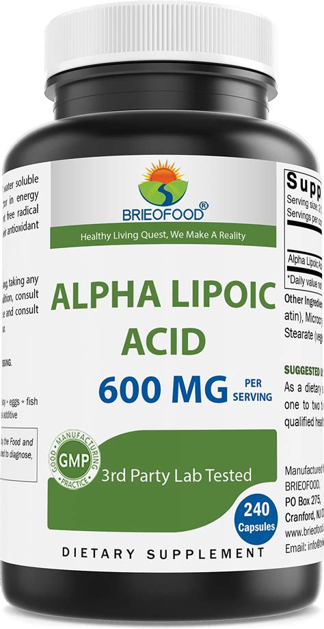 Nutricost Alpha Lipoic Acid 600mg Per Serving 240 Capsules Gluten Free