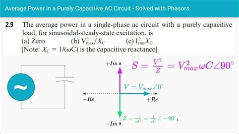 The Average Power In A Single Phase Ac Circuit With A Purely Capacitive Load Using Phasors