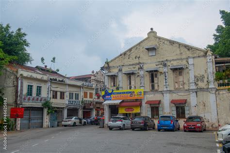 Historic Commercial Buildings On Jalan Kampung Pantai Street In