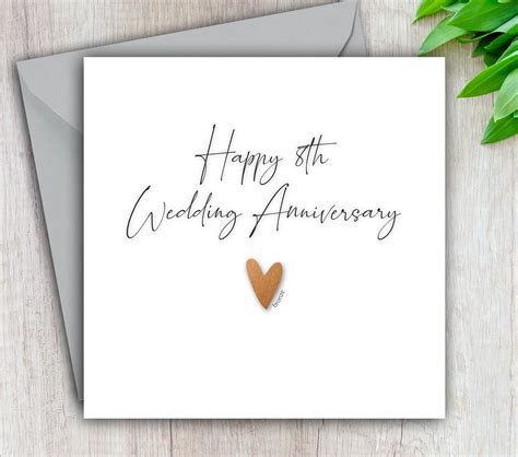 8th Anniversary Card Bronze Wedding Anniversary Happy Eighth Etsy