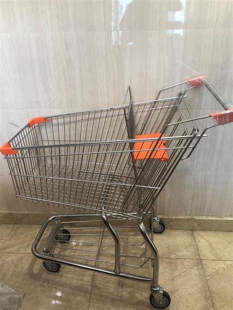 Mild Steel Four Wheel Supermarket Shopping Trolleys Load Capacity