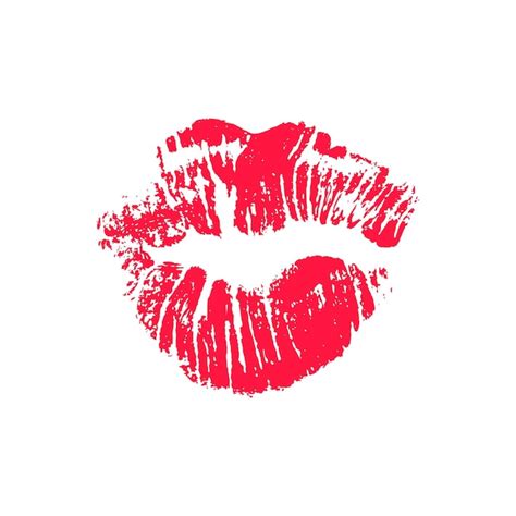 Premium Vector Female Red Lipstick Kiss Isolated On White Background