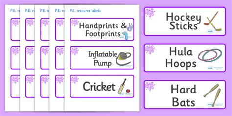 FREE Purple Themed Editable PE Resource Labels