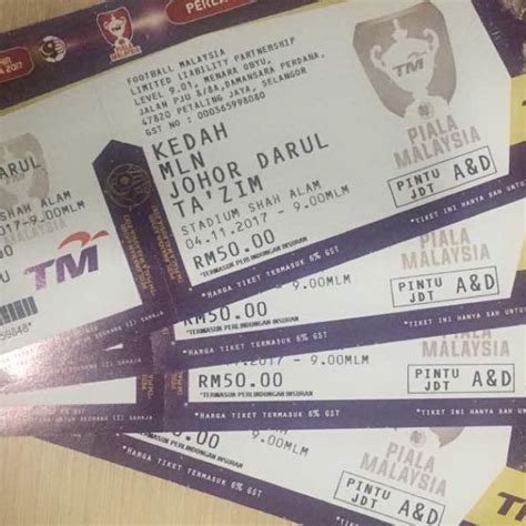 Tiket Bola Final Piala Malaysia 2017 JDT Vs Kedah Tickets Vouchers