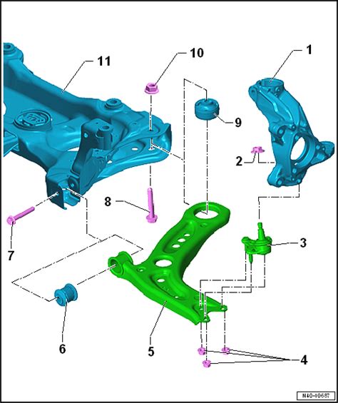 Volkswagen Golf Service & Repair Manual - Assembly overview - lower suspension link, swivel ...