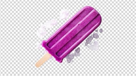 Premium Psd Purple Ice Cream On A Stick Isolated On A Transparent