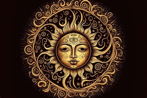 Premium Photo A Golden Sun Is Hand Drawn Illustration Of A Bohemian