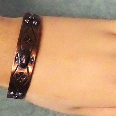 Vintage Copper Southwest Native American Tourist Cuff Gem