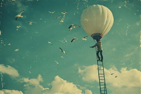 A Hot Air Balloon In The Cloud Creative Image Premium AI Generated Image