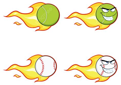 Cartoon Baseball With Flame Png Vector Psd And Clipart With