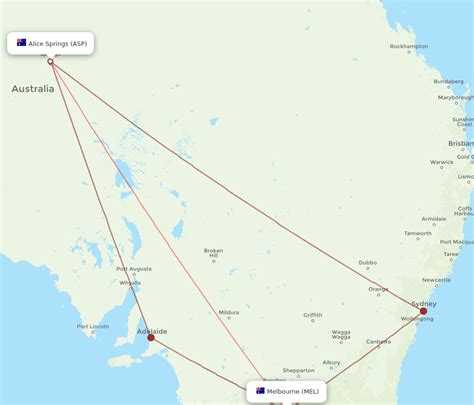 All Flight Routes From Melbourne To Alice Springs Mel To Asp Flight Routes