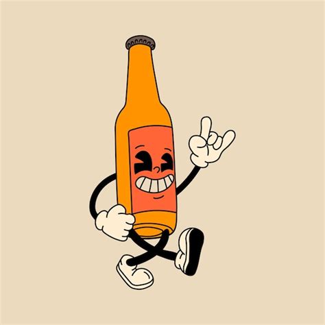 Premium Vector Retro Glass Bottle Of Beer Mascot Character 40s 50s