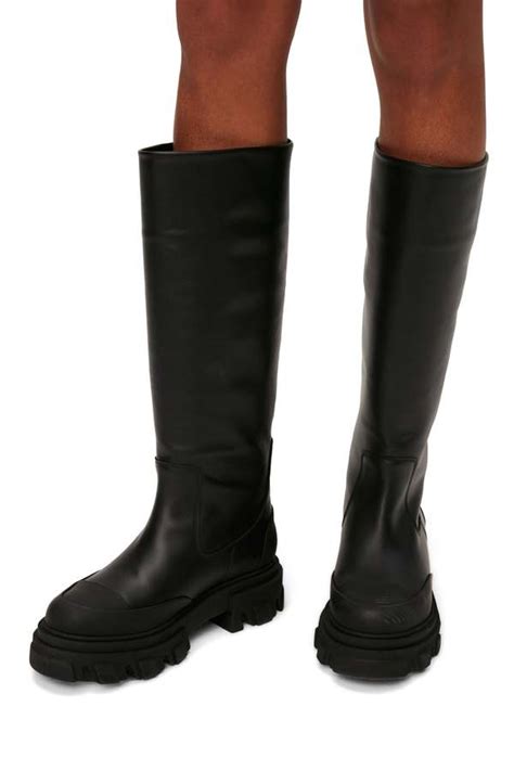 Ganni Cleated High Tubular Boot Black Garmentory