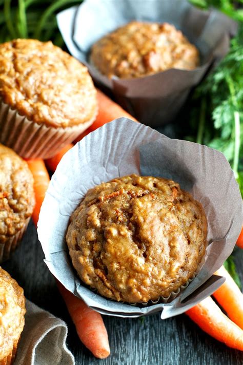 Carrot Oatmeal Greek Yogurt Muffins Running With Spoons