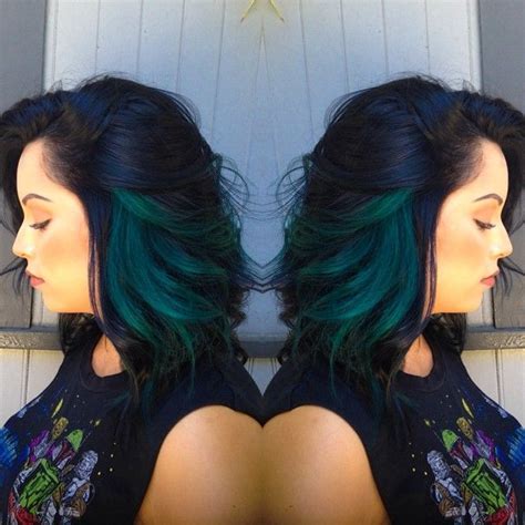 Darkened her base to jet black, added teal green highlights. Kylie ...