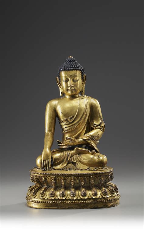 A Chinese Gilt Bronze Figure Of Buddha Shakyamuni