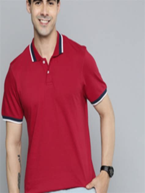 Buy Mast And Harbour Solid Contrast Polo Collar Knitted Pure Cotton T Shirt Tshirts For Men