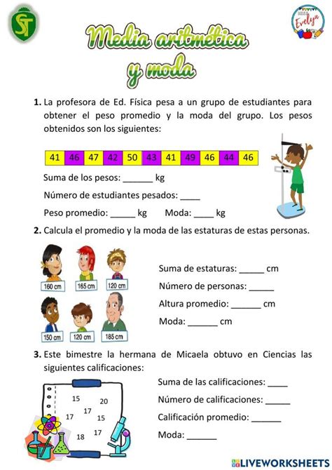 Media Aritm Tica Y Moda Worksheet Teachers Workbook School Subjects