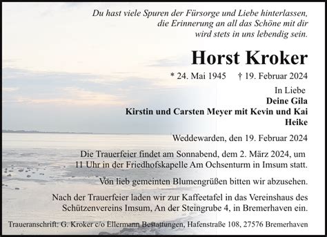 Horst Kroker Gedenken Nordsee Zeitung