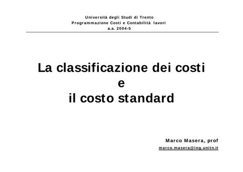 PDF La Classificazione Dei Costi E Il Costo Standard Taed Unifi It