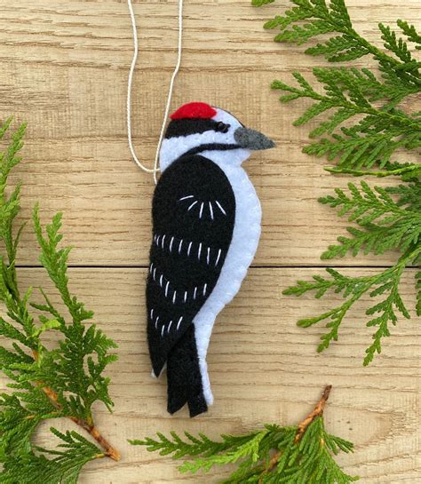 Downy Woodpecker Handmade Ornament Felt Bird 5 Christmas Soft Etsy