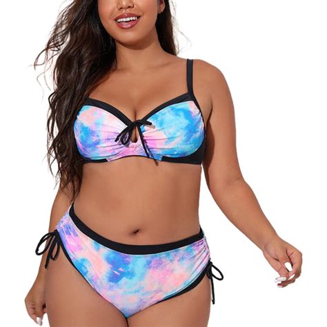 Qida Summer Bikini Bottoms Bikini Three Color Printed Straps