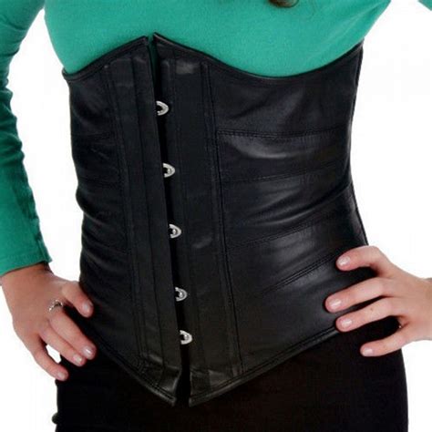 Women Underbust Fashion Leather Corset Heavy Duty Steel Boned Blackcolor Medium