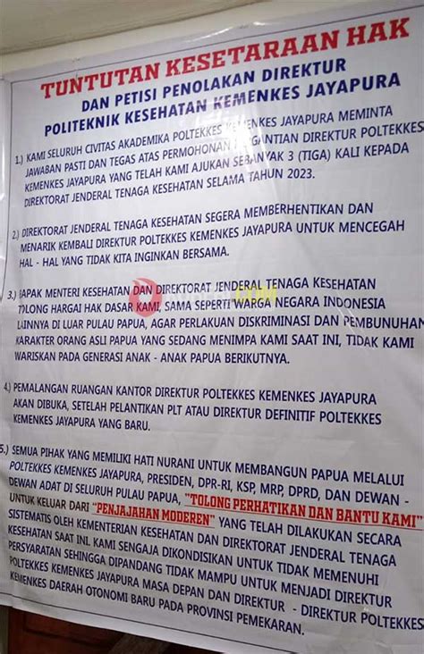 Direktur Poltekkes Kemenkes Jayapura Didesak Mundur Ini 5 Poin