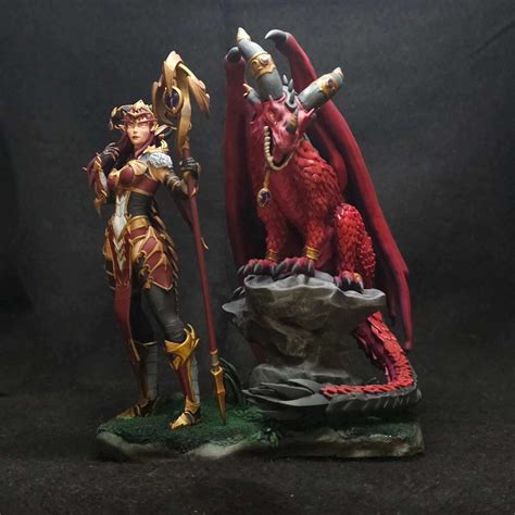 3d Printed Alexstrasza With Dragon From World Of Warcraft Dragon Flight