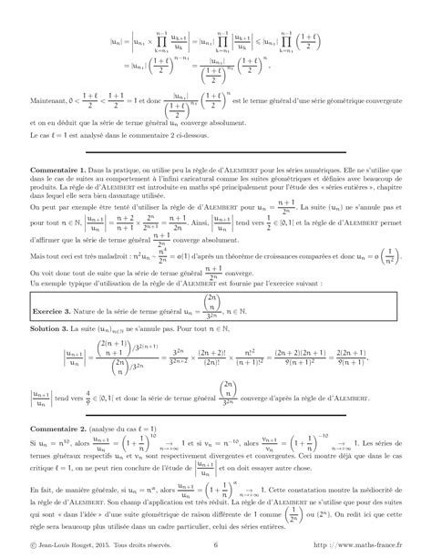 Cours Compléments sur les séries numériques AlloSchool