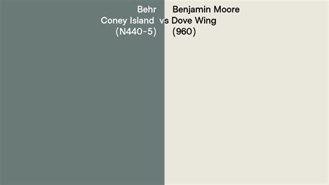 Behr Coney Island N Vs Benjamin Moore Dove Wing Side By