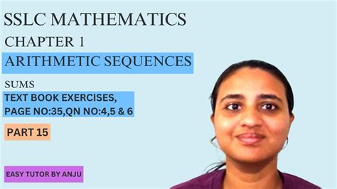 Sslc Math Chapter Arithmetic Sequences Sums Part Youtube