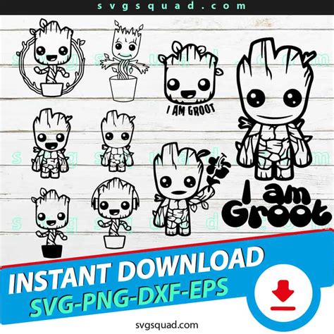 Cute Baby Groot SVG - Guardians of the Galaxy Groot Cut Files SVG Bundle